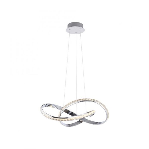 Lampe LED à suspendre en chrome dimmable 30 W L:57 cm élégante
