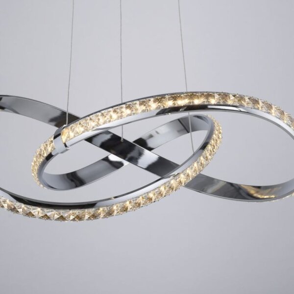 Lampe LED à suspendre en chrome dimmable 30 W L:57 cm élégante