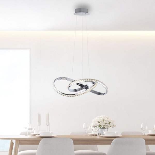 Lampe LED à suspendre en chrome dimmable 30 W L:57 cm élégante