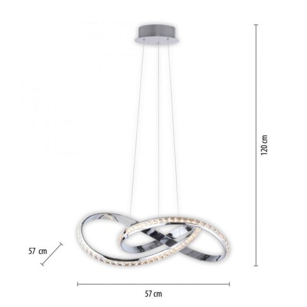 Lampe LED à suspendre en chrome dimmable 30 W L:57 cm élégante