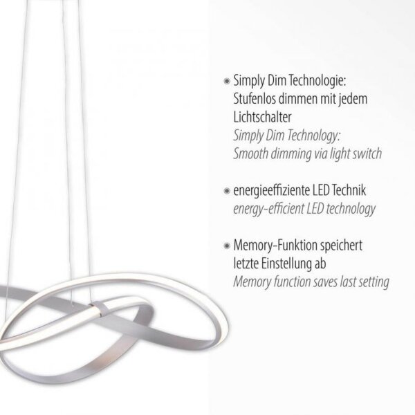Suspension LED incurvée en acier 3000 K dimmable