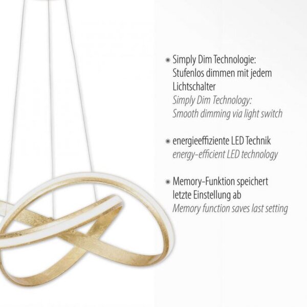 Suspension LED incurvée en acier 3000 K dimmable