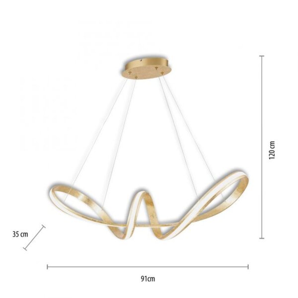 Suspension LED incurvée en or L:91 cm dimmable