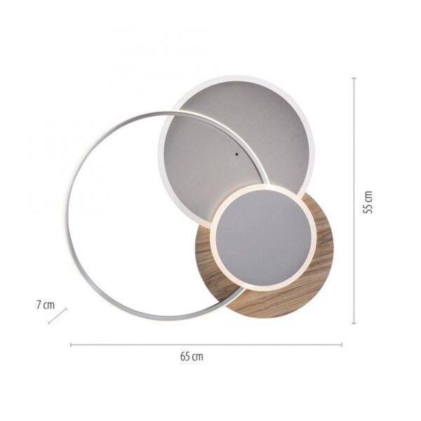Lampe de plafonnier LED stylé anneaux en bois 6000 lm dimmable