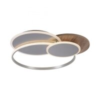 Lampe de plafonnier LED stylé anneaux en bois 6000...