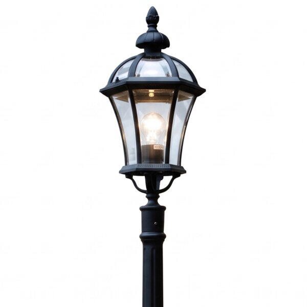 Elégant luminaire sur mât GWEN Noir Rustique 192cm chemin
