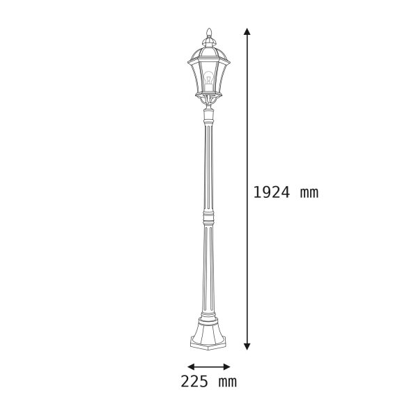Elégant luminaire sur mât GWEN Noir Rustique 192cm chemin