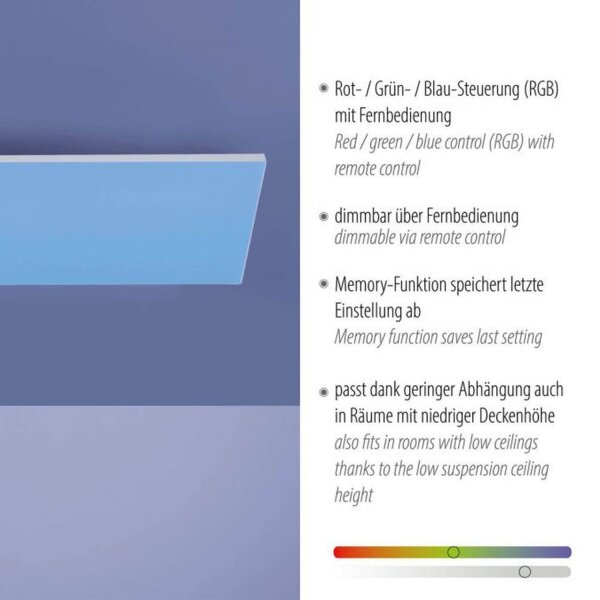 Plafonnier LED à intensité variable Télécommande Blanc RGB plat