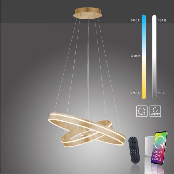 Suspension LED à intensité variable Ø59 cm rond 56 W en laiton