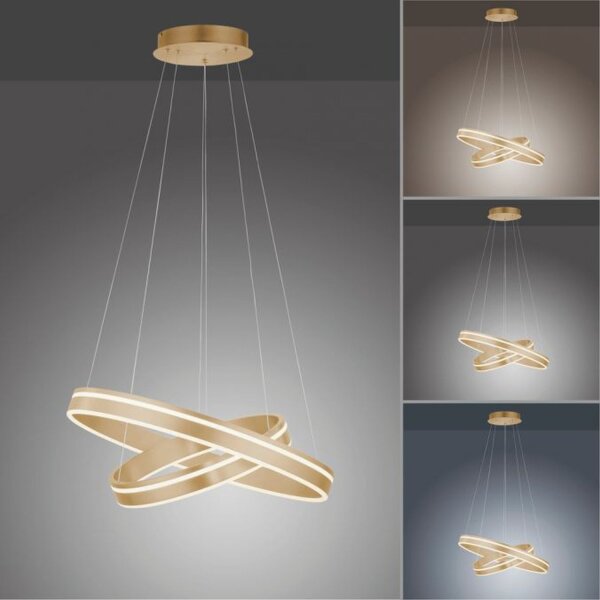 Suspension LED à intensité variable Ø59 cm rond 56 W en laiton