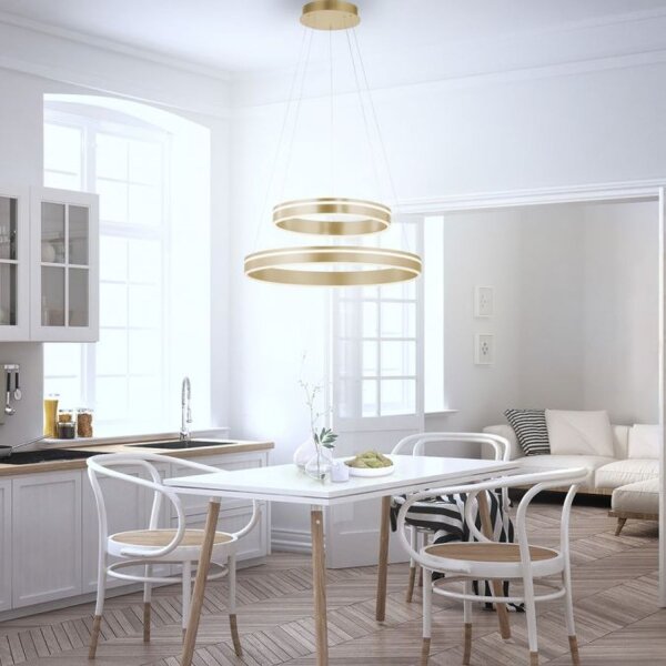 Suspension LED à intensité variable Ø59 cm rond 56 W en laiton