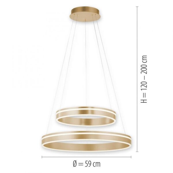 Suspension LED à intensité variable Ø59 cm rond 56 W en laiton