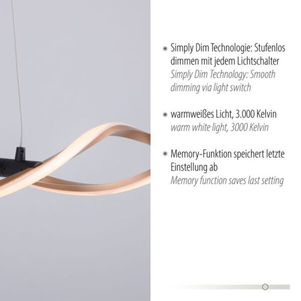 Grande lampe LED à suspendre noir or 105 cm 3000 K dimmable