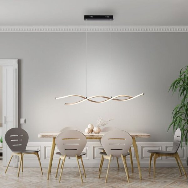 Grande lampe LED à suspendre noir or 105 cm 3000 K dimmable