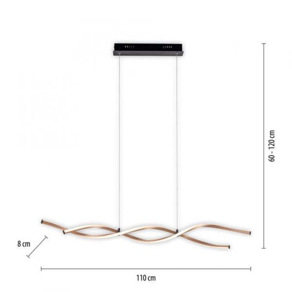 Grande lampe LED à suspendre noir or 105 cm 3000 K dimmable