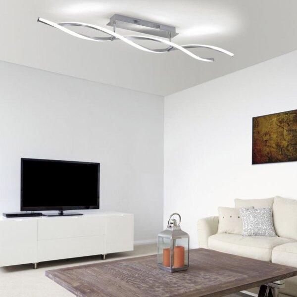 Lampe de plafonnier LED à intensité variable en acier 110 cm 3000 K vagues