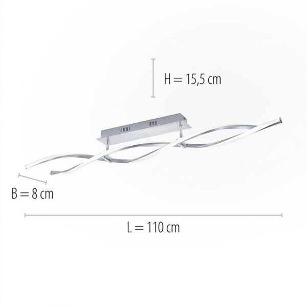 Lampe de plafonnier LED à intensité variable en acier 110 cm 3000 K vagues