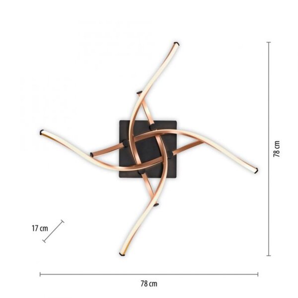 Lampe de plafonnier LED à intensité variable noir or L:78 cm 4220 lm