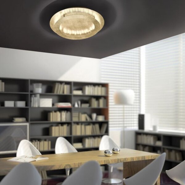Plafonnier LED en feuille dor métal 3000 lm Ø50 cm