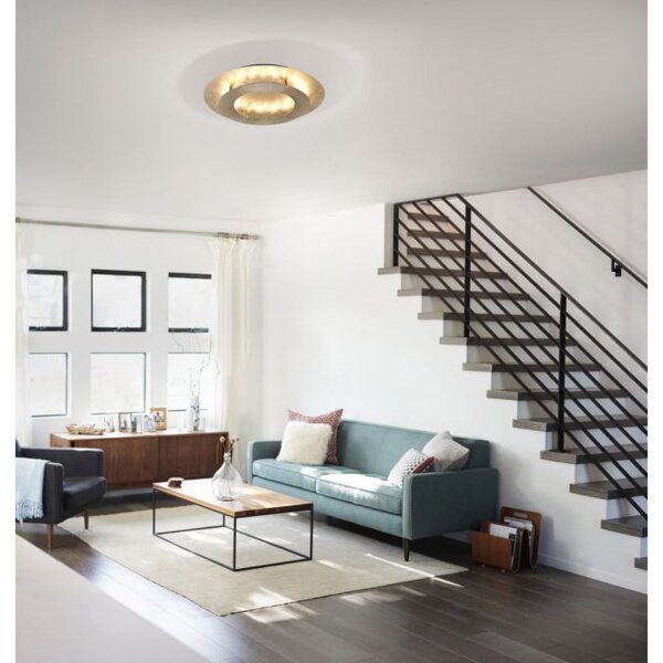 Plafonnier LED en feuille dor métal 2270 lm Ø40 cm