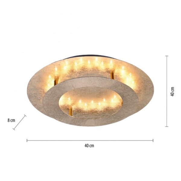 Plafonnier LED en feuille dor métal 2270 lm Ø40 cm