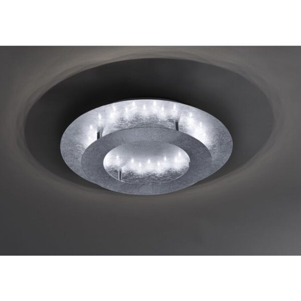 Plafonnier LED feuille dargent métal 18 W Ø40 cm