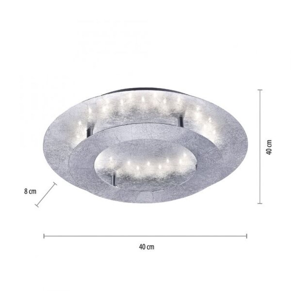 Plafonnier LED feuille dargent métal 18 W Ø40 cm