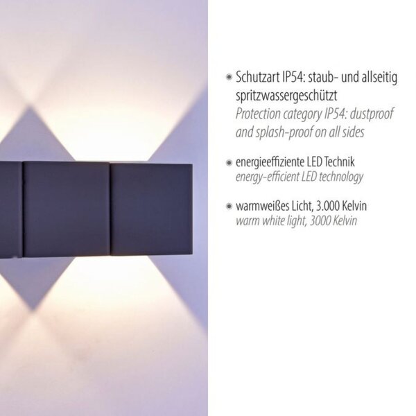 Applique LED extérieure aluminium IP54 22,5 cm anthracite
