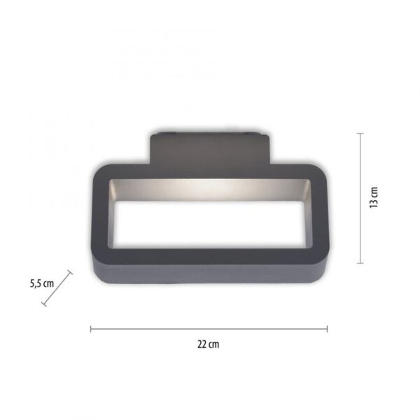Applique LED extérieure aluminium anthracite IP54 L:22 cm