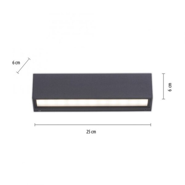 Lampe dextérieur LED murale aluminium L:25 cm IP65 Up & Down