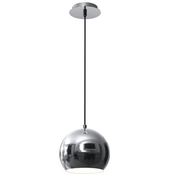 Lampe à suspendre métal rond rétro chrome abat-jour sphérique