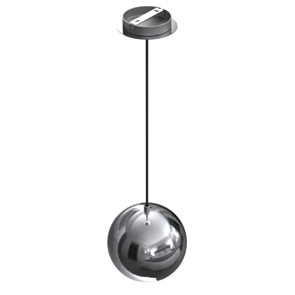 Lampe à suspendre métal rond rétro chrome abat-jour sphérique