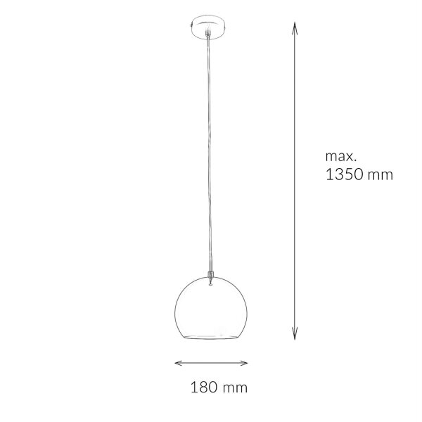 Lampe à suspendre métal rond rétro chrome abat-jour sphérique