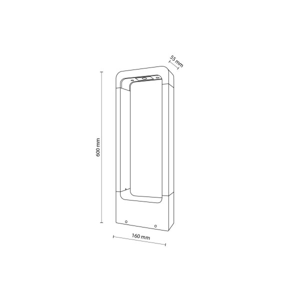 Borne déclairage LED métal 60 cm de haut IP54 noir 480 lm