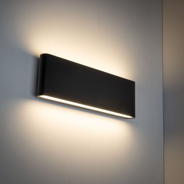 Lampe LED dextérieur mur métal noir 30 cm IP54 Up Down