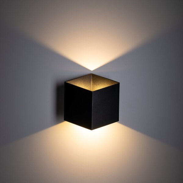 Lampe dextérieur LED Mur Noir Métal IP54 3000 K Cube