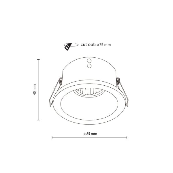 Spot encastré noir IP65 métal verre Ø8,5 cm rond