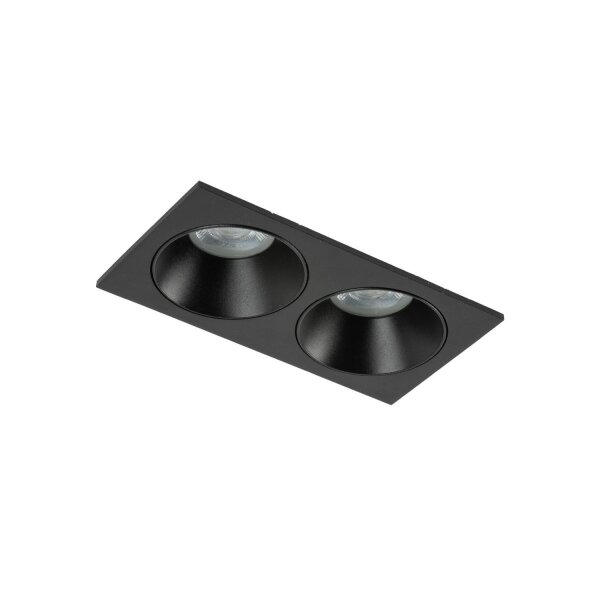 Spot à encastrer noir IP65 métal verre GU10 2 flammes