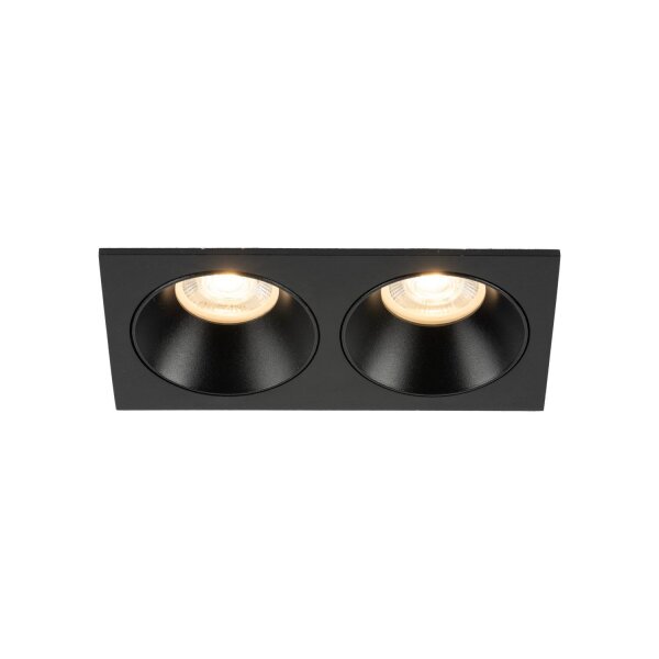 Spot à encastrer noir IP65 métal verre GU10 2 flammes