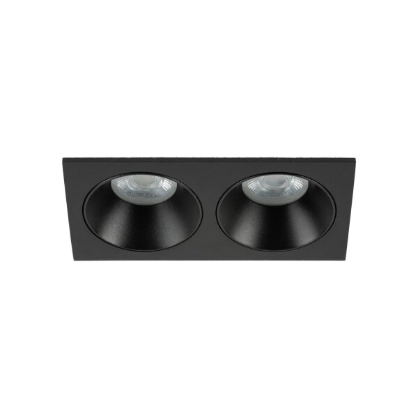 Spot à encastrer noir IP65 métal verre GU10 2 flammes