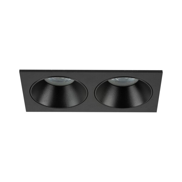Spot à encastrer noir IP65 métal verre GU10 2 flammes