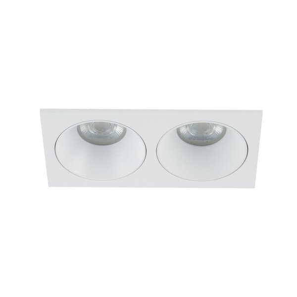 Spot à encastrer blanc IP65 métal verre GU10 2 flammes