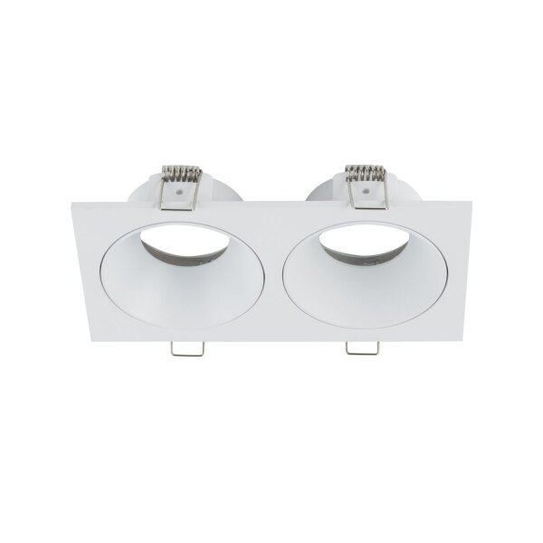 Spot à encastrer blanc IP65 métal verre GU10 2 flammes