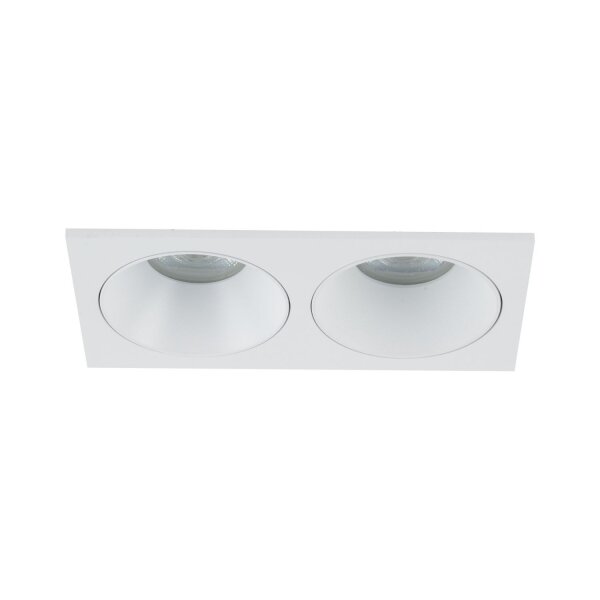 Spot à encastrer blanc IP65 métal verre GU10 2 flammes