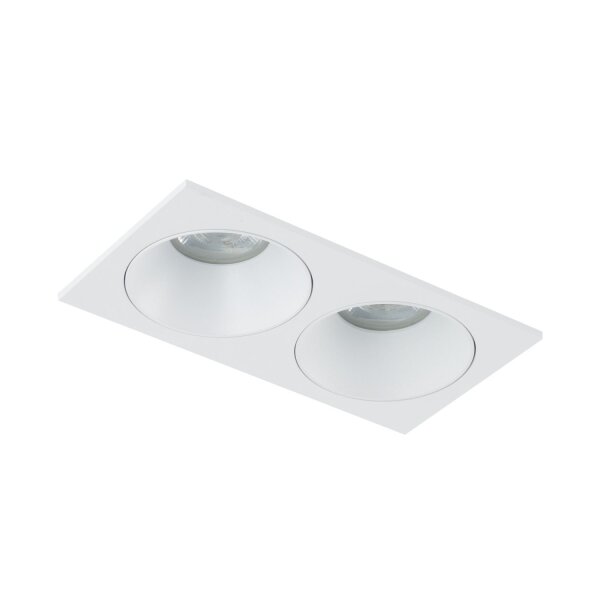 Spot à encastrer blanc IP65 métal verre GU10 2 flammes