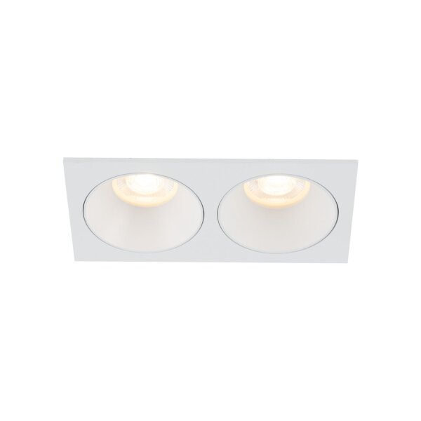 Spot à encastrer blanc IP65 métal verre GU10 2 flammes