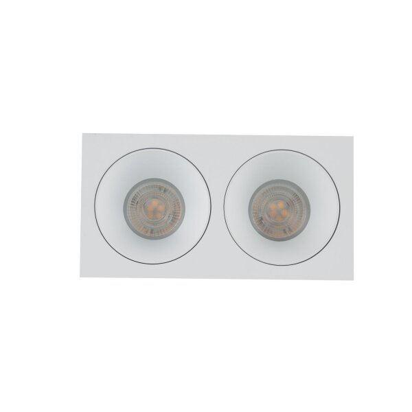 Spot à encastrer blanc IP65 métal verre GU10 2 flammes