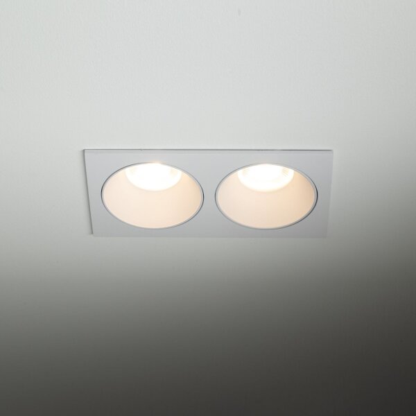 Spot à encastrer blanc IP65 métal verre GU10 2 flammes