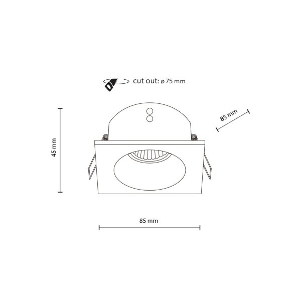 Spot encastré noir métal IP65 GU10 L:8,5 cm résistant aux intempéries