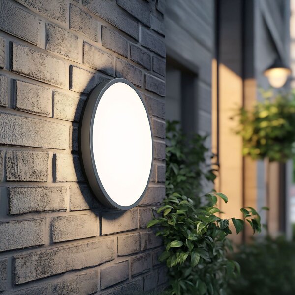 Applique extérieure ronde à LED IP54 aluminium noir 18 W